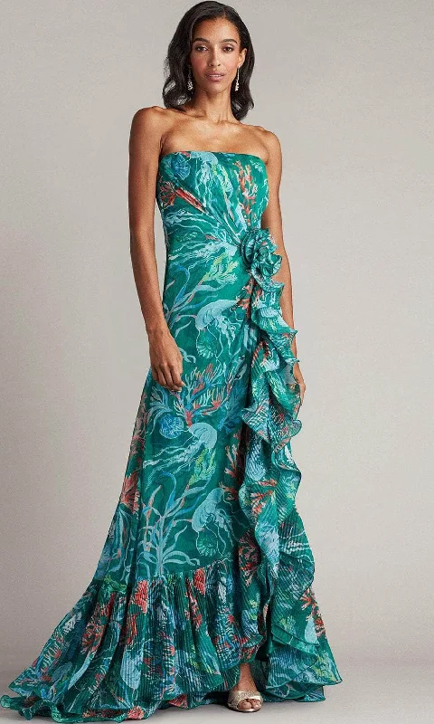 Tadashi Shoji CFM24386L - Printed Strapless Prom Dress Smocked unclassified dresses