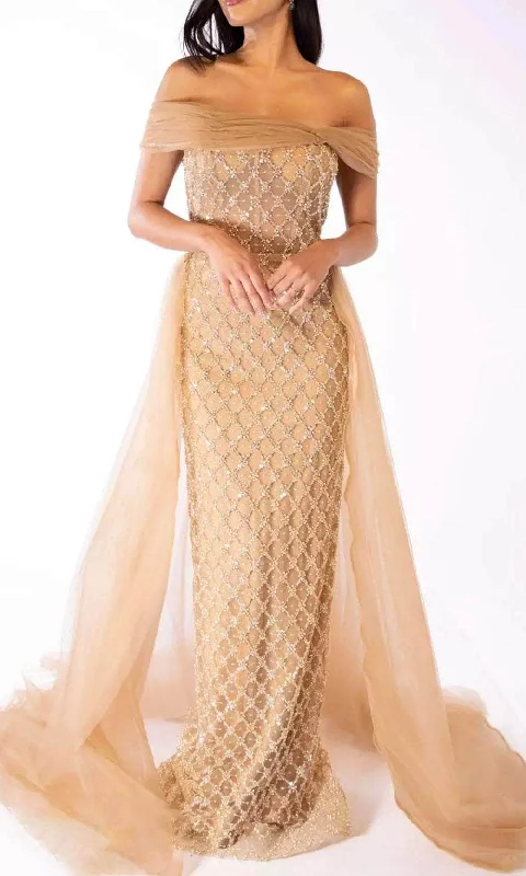 Terani Couture 241M2706 - Beaded Straight Across Evening Dress Pastel unclassified dresses
