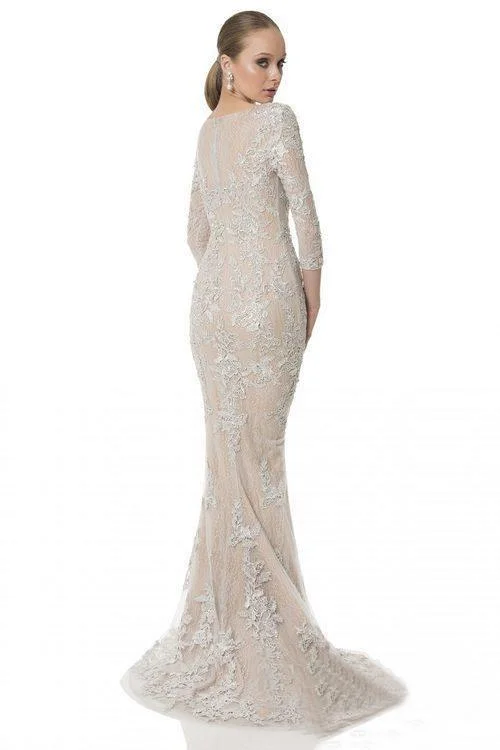 Terani Couture Trumpet Gown in Nude Silver 1613E0355A Knitted unclassified dresses