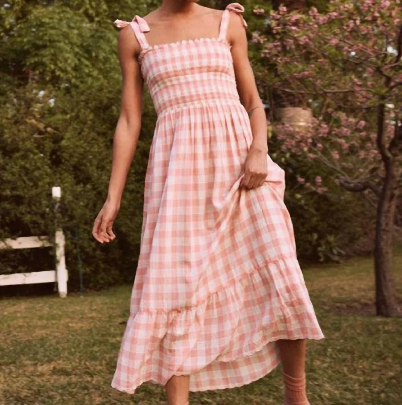 The Lagoon Dress in Pink/Cream Gingham Bodycon unclassified dresses