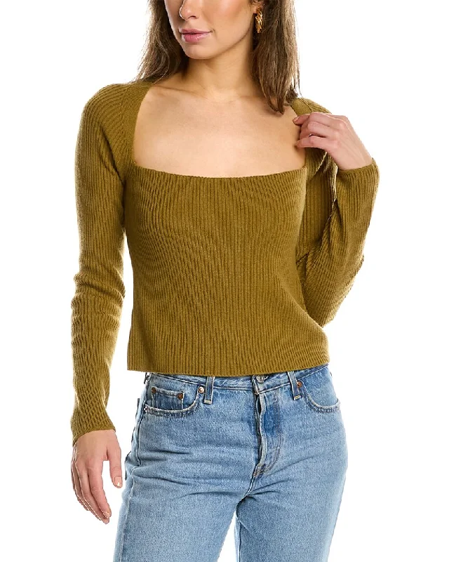 The Sei Square Neck Wool & Cashmere-Blend Top Cocktail unclassified dresses