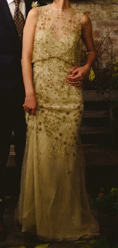 Monique Lhuillier Embroidered Blouson Gown Long unclassified dresses