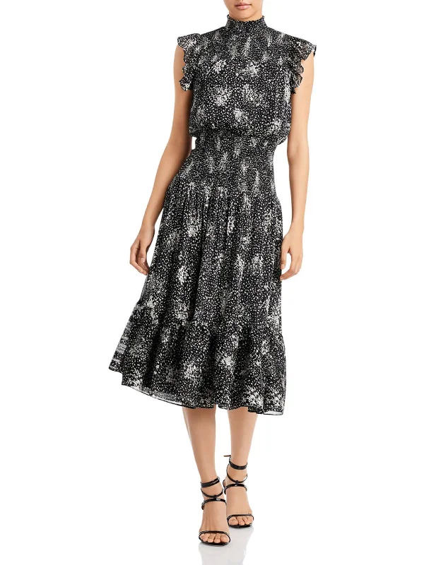 Womens Abstract Print Ruffled Wear to Work Dress Cocktail unclassified dresses