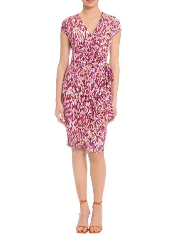 Womens Cap Sleeve Knee-Length Wrap Dress High-end unclassified dresses