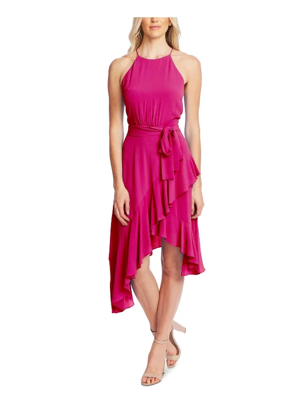 Womens Cascade Ruffle Sleeveless Halter Dress Comfortable unclassified dresses