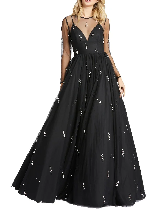 Womens Embellished Sheer Evening Dress Lounge unclassified dresses
