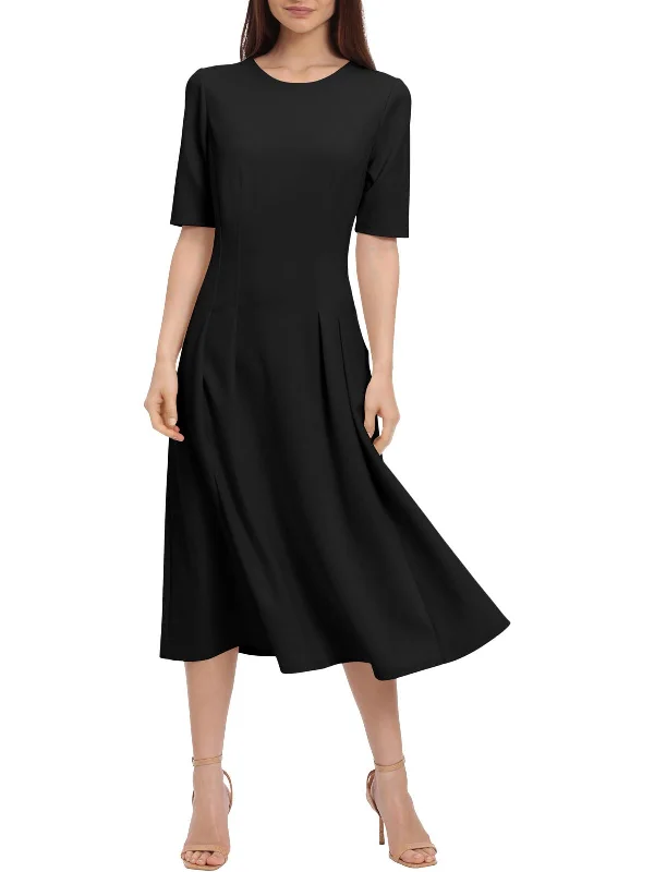 Womens Pintuck Mid Calf Shift Dress Plus size unclassified dresses