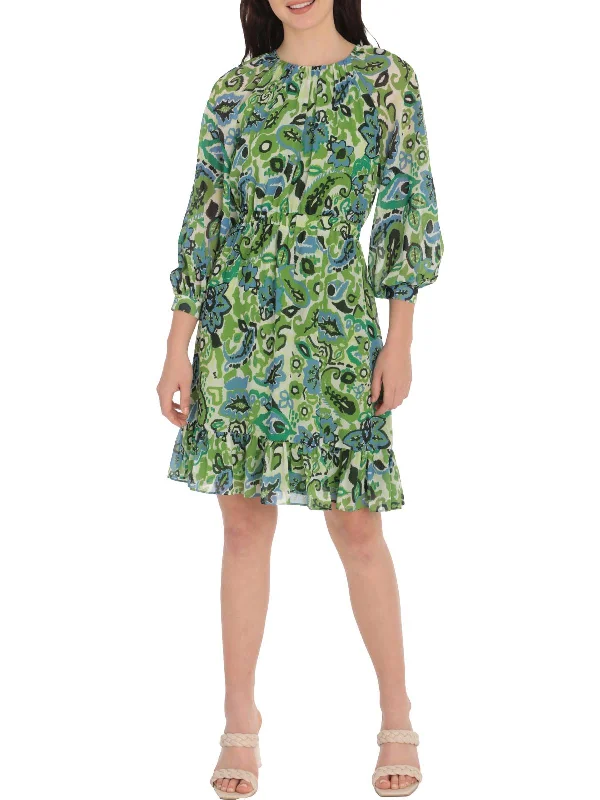 Womens Printed Knee Length Fit & Flare Dress Vacation unclassified dresses