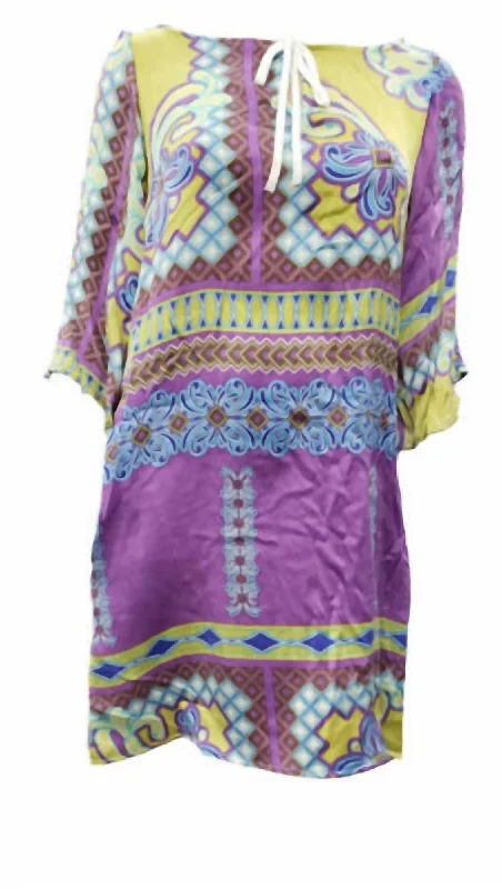 Women'S Printed Silk Dress in Multi Sequin unclassified dresses