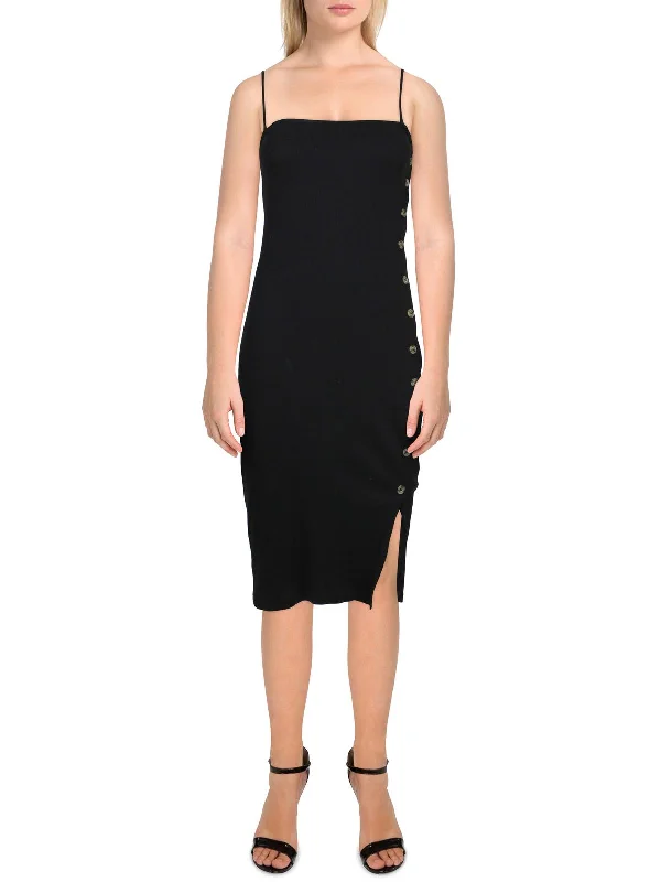 Womens Ribbed Button-Down Sheath Dress Comfortable unclassified dresses