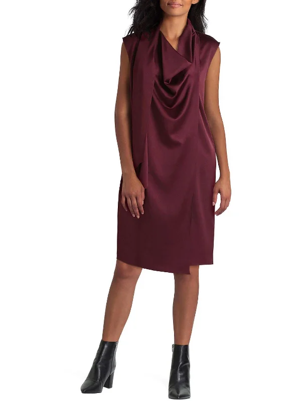 Womens Satin Draped Wrap Dress Unique unclassified dresses