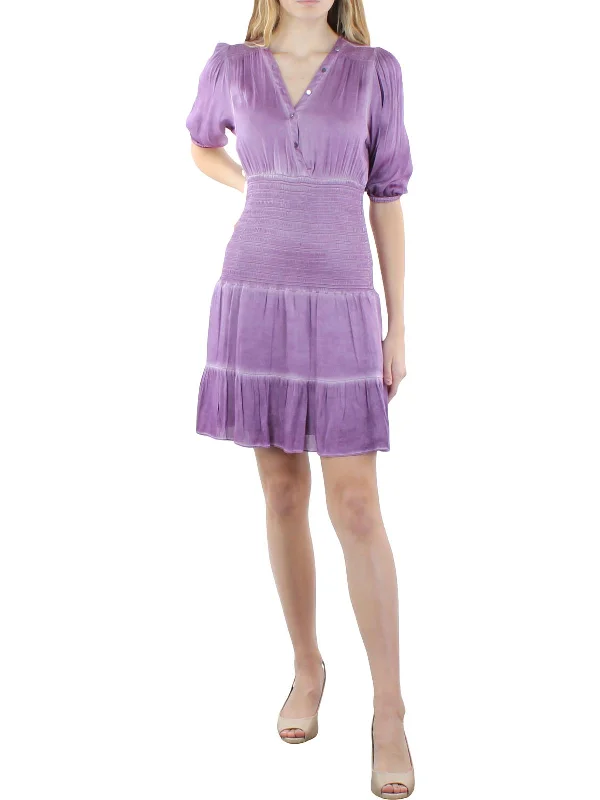 Womens Silk Blend Smocked Sundress Velvet unclassified dresses