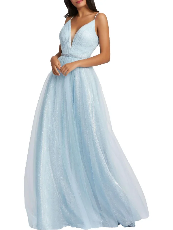 Womens Sparkle Plunge Neck Evening Dress Floral unclassified dresses