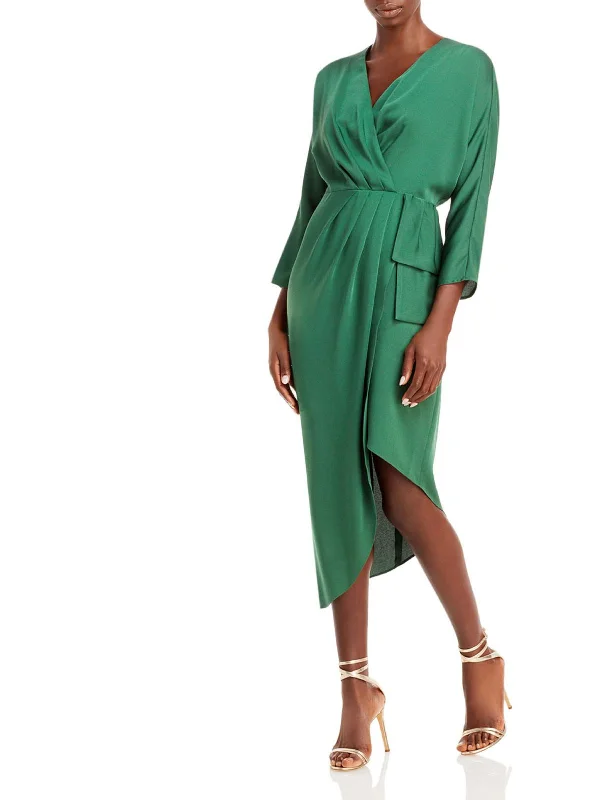 Womens Surplice Pleated Wrap Dress Discounted unclassified dresses