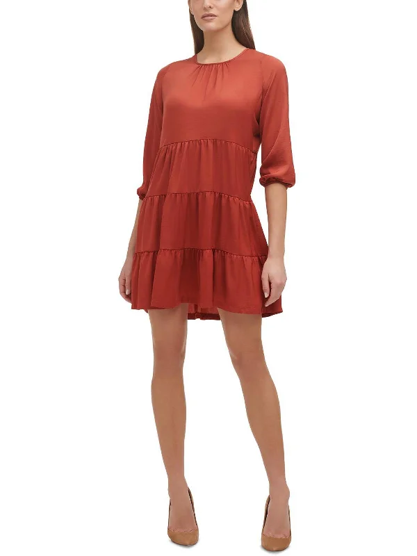 Womens Tiered 3/4 Sleeves Shift Dress Plus size unclassified dresses