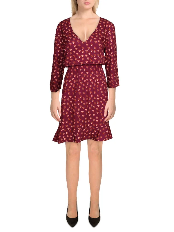 Womens V-Neck Flounce Fit & Flare Dress Spring unclassified dresses